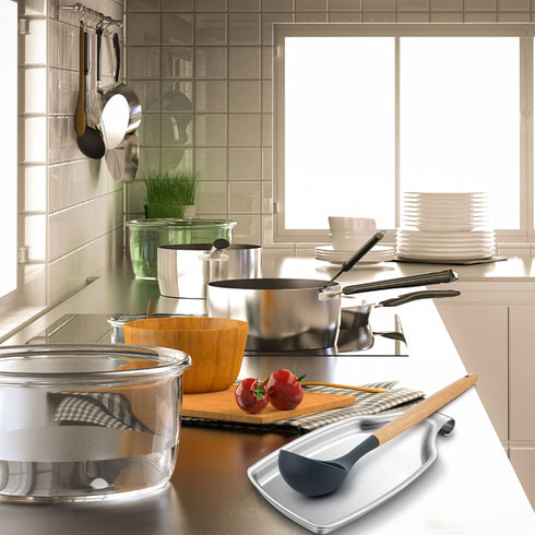 LIANYU Spoon Rest for Kitchen Counter, Heavy Duty Stainless Steel Holder for Utensils