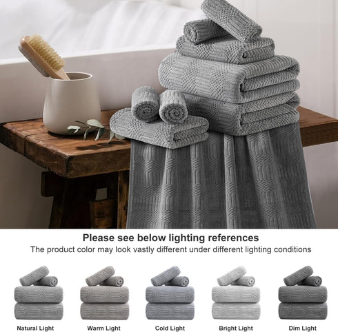 18 Set-6 Sheets,6 Towels,6 Set Pcs Gray Woven Family Towels Bath Hand Washcloths Soft Microfiber Towels Absorbent