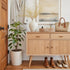 Counter, GRANNY SAYS Wicker Decorative Scalloped Trays for Home Decor, Coffee Table Trays with Handles, Woven Rattan