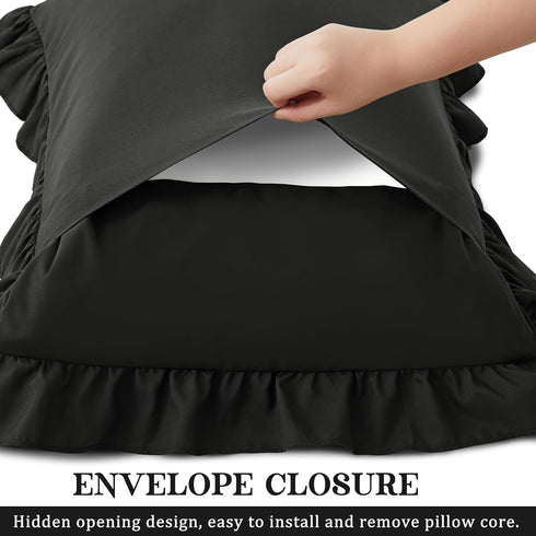 Set 1, 20" 54", KKJIAF Ruffle Body Pillow Cases of Ruffled Pillow Covers with Envelope Closure, Body Pillowcases Size