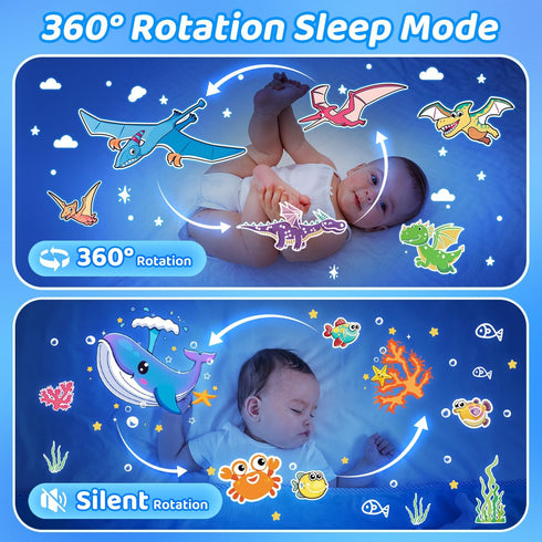 Dinosaur Night Light for Kids, 21 Lighting + 6 Films, 360° Rotate + Remote, 10 Sound Projector Night Light