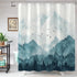 Watercolor Mountain Forest Shower Curtain, Nature Misty Foggy Navy Blue Tree Art with 12 Hooks, 72 ×72 Inch Bathroom