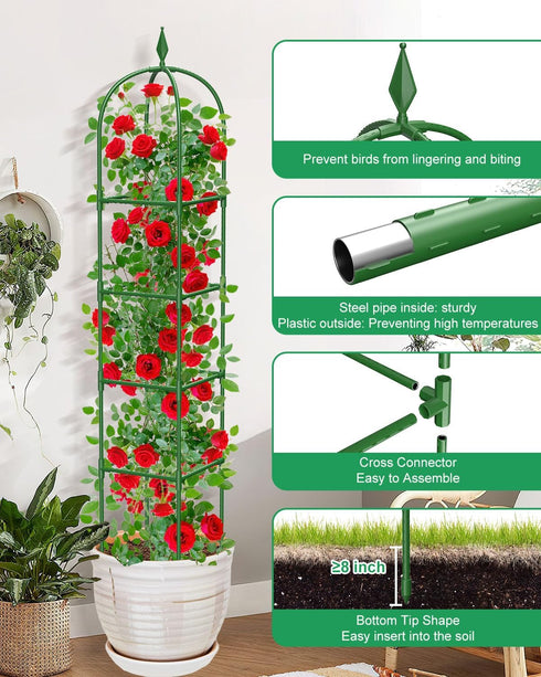 2 Pack 6Ft MYMULIKE Garden Trellis for Climbing Plants Outdoor & Indoor - Tall Rustproof Plant Support Cage for Vines