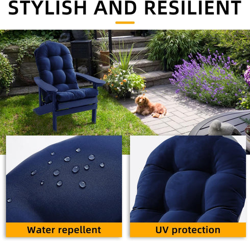 1) FILUXE Adirondack & Rocking Chair Cushion, High Back Patio Cushions - Waterproof Solid Tufted Pillow, Indoor/Outdoor