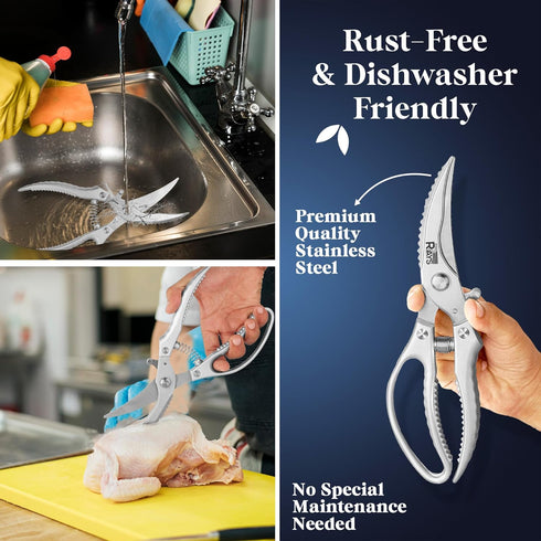 Heavy Duty Poultry Shears Meat Shears with Non-Slip Handle | Kitchen Shears for Chicken, Turkey, Bone, Vegetables