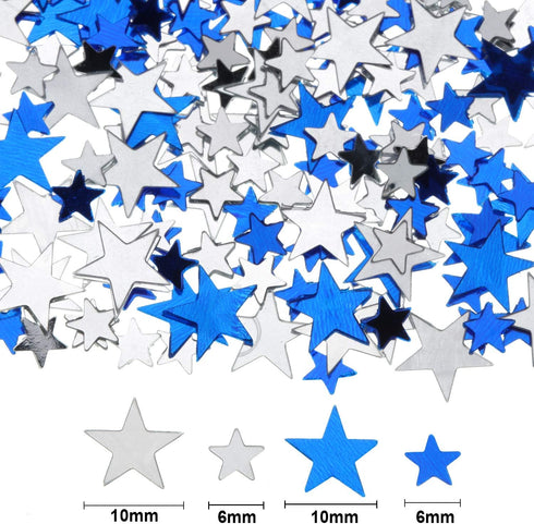 Hestya 60g Metallic Foil Star Confetti Glitter Table Decorations for Party Wedding Festival (Blue Silver, 10mm & 6mm)