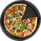DecorRack 13 Inch Non-Stick Perforated Pizza Tray, 1 Inch Deep Carbon Steel Pan for Home Kitchen, Restaurant Bakeware