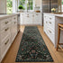 2x6 Washable Runner Rug,Black Floral Boho Area Rug for Hallway,Low-Pile Non-Slip Stain