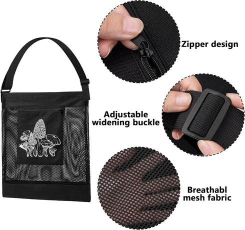 moonoom 2pcs Mushroom Hunting Bag,Mesh Pouch Harvesting Bag, Mushroom Foraging Bag, Outdoor Foraging Pouch