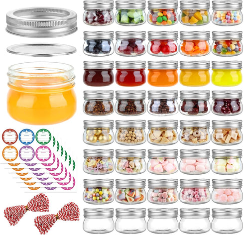 UrSpeedtekLive 40 Pack 4 oz Mason Jars with Regular Lids and Bands, Small