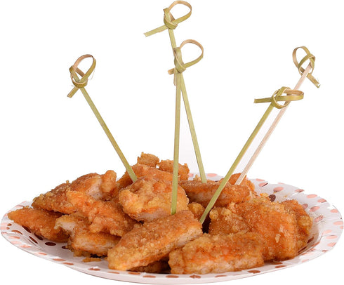 300PCS 4 Inch Bamboo Cocktail Picks, Knot Picks, Skewers, Toothpicks for Appetizers & Events
