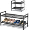 neatevday 2 Tier Shoe Rack, Expandable Shoe Rack for Closet, Adjustable Shoe Organizer