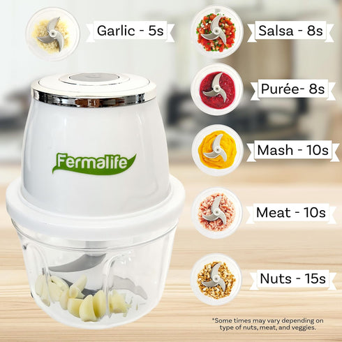 Electric Food Chopper Processor, 350ml Capacity, Stainless Steel Blade for Garlic, Veggies, Nuts, Portable