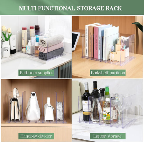 Bag & Purse Organizer for Closet, 2 Pack Adjustable Shelf Divider - Clear Acrylic Handbag Separators for Storage