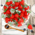 FOIMAS Strawberries,24pcs Artificial Lifelike Faux Strawberries Fruit Simulation for Home Decoration Photography Prop