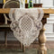 ARTABLE Gray Lace Table Runner 16 x 60 Inch Cotton Linen Fabric with Exquisite Macrame Embroidery for Dining Decor