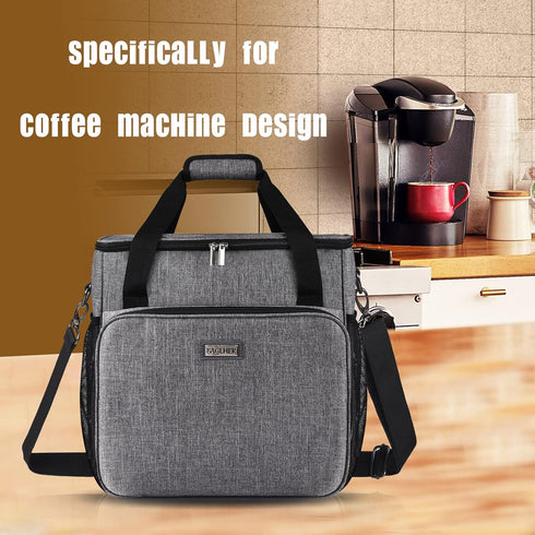 BAGLHER Coffee Maker Storage Bag, Waterproof Travel Organizer Case for Kering Machines, Grey