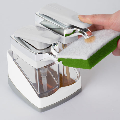 Casabella Duo Sink Sider with Sponge Holder - White & Chrome