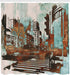 Ambesonne Grunge Shower Curtain, Urban Cityscape Abstract Acrylic Paint Style, Cloth Fabric Bathroom Decor Set with