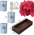 HEMYLU Poinsettias Artificial Christmas Flowers with LED Lights, Red Xmas Table Centerpiece in Pots and Wood Box