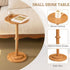 Modern Small Round Drink Table with Fluted Wood Legs - Brown Accent Table for Compact Spaces
