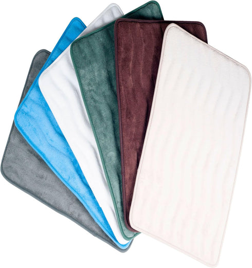 Microfiber Memory Foam Bathmat, Oversized Padded Nonslip Accent Rug for Bathroom, Kitchen, Laundry Room, Wave Pattern