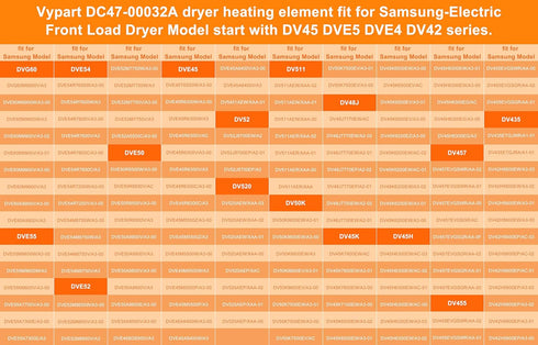 DC47-00032A Dryer Heating Element for Samsung, 3 Wire Dryer Element with 1000 Days Warranty