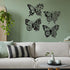 Pelopy 4 Pcs Butterfly Metal Wall Decor, Boho Iron Hanging Wall Art, Flower Wall Art for Bedroom Living Room, Black