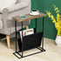 21 Inch MyGift Narrow Side Table for Small Spaces, Tall Slim End Table with Magazine Holder Sling, Wooden Narrow