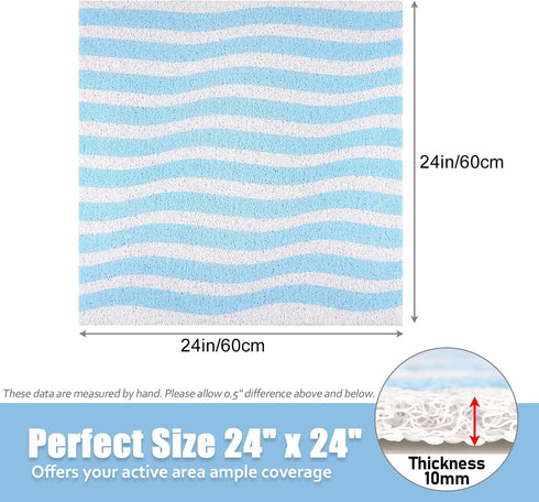 Non Slip Shower Mat, 24x24 Inch, Soft Comfortable Bath Mat with Drain, Quick Drying for Bathroom