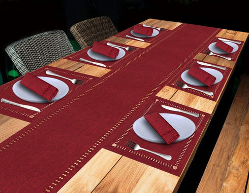 Grelucgo Handmade Hemstitched Polyester Rectangle Table Runners, Cranberry, 14x84 inch