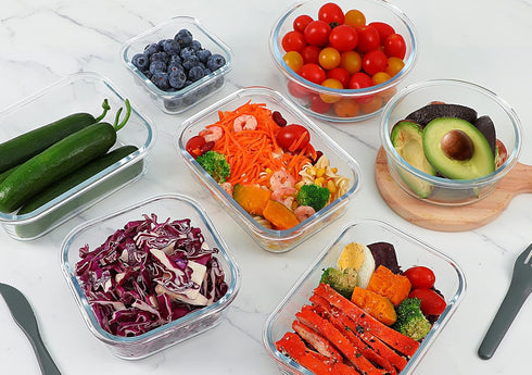 M MCIRCO 24-Piece Glass Food Storage Containers, Upgraded Snap Locking Lids, Airtight Meal Prep Containers Set