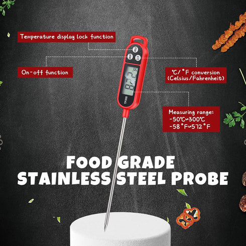 6 Pcs Meat Thermometer Food Thermometer with Probe, Instant Read Digital Cooking Thermometer for BBQ Kitchen