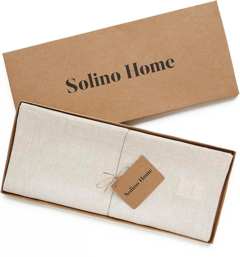 Solino Home 100% Pure Linen Table Runner 14 x 48 Inch Light Natural 48 Inches Ideal for Dresser and Coffee Tables -