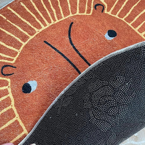 Poowe Decor,47.2" Orange Lion Round Kids Playroom Rug Alphabet Rug-Kids Play Mat Non-Slip Baby Crawling Mat Circle Area