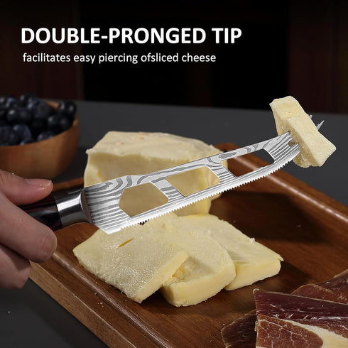 PAUDIN Cheese Knife, 5 Inch Serrated Knife with Ergonomic Pakkawood Handle, High Carbon Steel Ultra Sharp