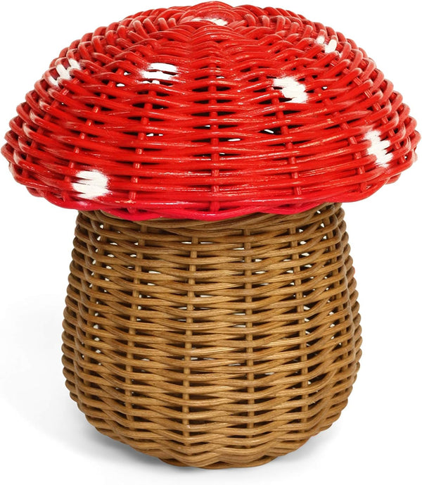 G6 COLLECTION Mini Mushroom Rattan Storage Basket With Lid Decorative Bin Home