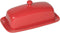 Now Designs Stoneware Rectangle Butter Dish with Lid, Red 4.5 x 8