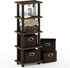4-Bins FURINNO Turn-N-Tube System Rack, Columbia Walnut/Black/Dark Brown