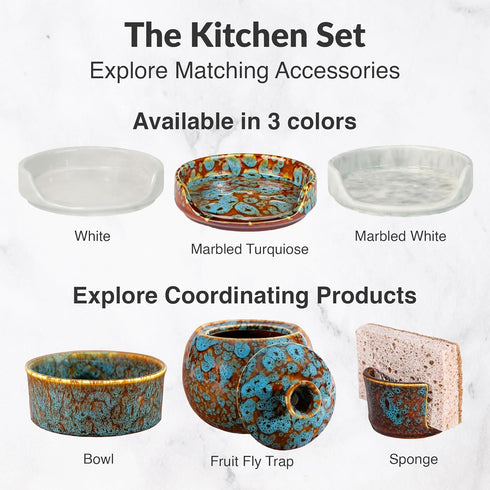 Elevated Lifestyle Ceramic Spoon Rest – Decorative Serving Spoon Holder for Kitchen Counter & Stove Top (Marbled