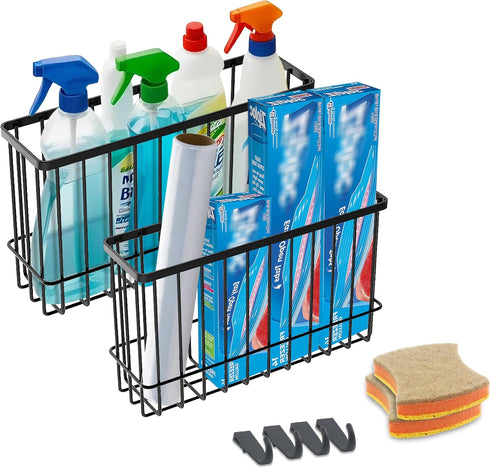 FHJP Cabinet Door Organizer Basket 2 Pack, Foil and Plastic Wrap Organizer with