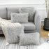 WLNUI Set of 2 Light Grey Decorative Pillow Covers, Luxury Merino Style Faux Fur Fluffy Cushion Case