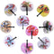 20 Pcs Folding Handheld Fans, Paper Chinese Floral Wedding Round Accordion Fans with Plastic Handle for Party Favors
