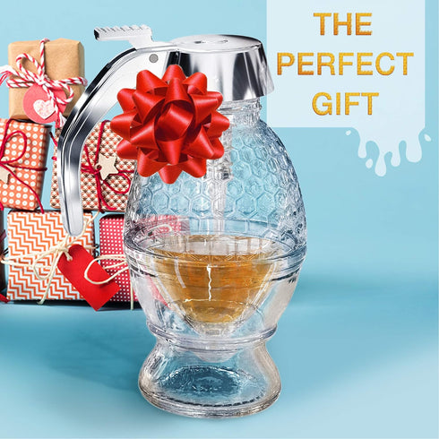 8 Oz CLEVLI Honey Dispenser No Drip Glass with Stand Honey Jar Clear Glass Honey Container with Dipper Maple Syrup