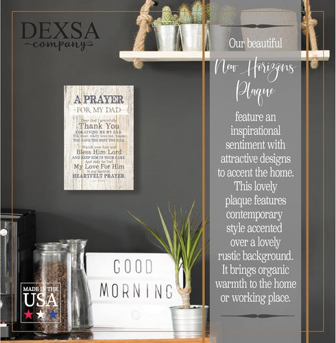 DEXSA Prayer for My Dad Wood Frame Wall Plaque, 6x9 inches, Father’s Day Gift, Made in USA