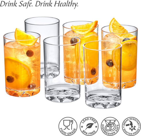 Amazing Abby - Liberty - 10-Ounce Plastic Tumblers (Set of 6), All-Clear Reusable Plastic Drinking Glasses, BPA-Free,