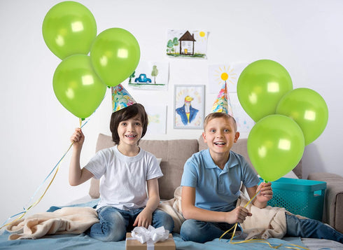 Treasures Gifted Metallic Lime Green Balloons, 100 Pack, 12 Inch Latex Neon Party Supplies