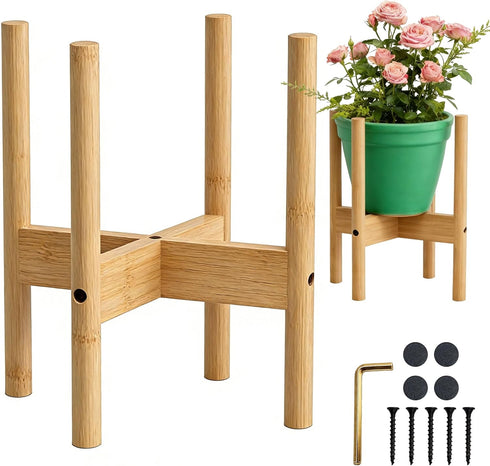 ALIGADO Bamboo Plant Stand Indoor, for Up to 12 Inch Pots, Built