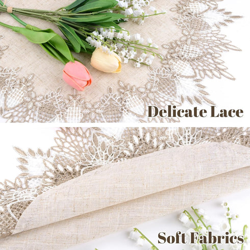 Doily,20 20in Kitchen50 50cm Polyester Round * Beige Table Cover with Lace Trim, Coffee Table Topper Table Decor