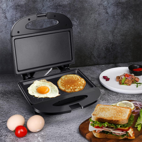 Aigostar Sandwich Maker with Non-stick Deep Grid Surface for Egg, Ham, and Steaks, Compact Electric Grill